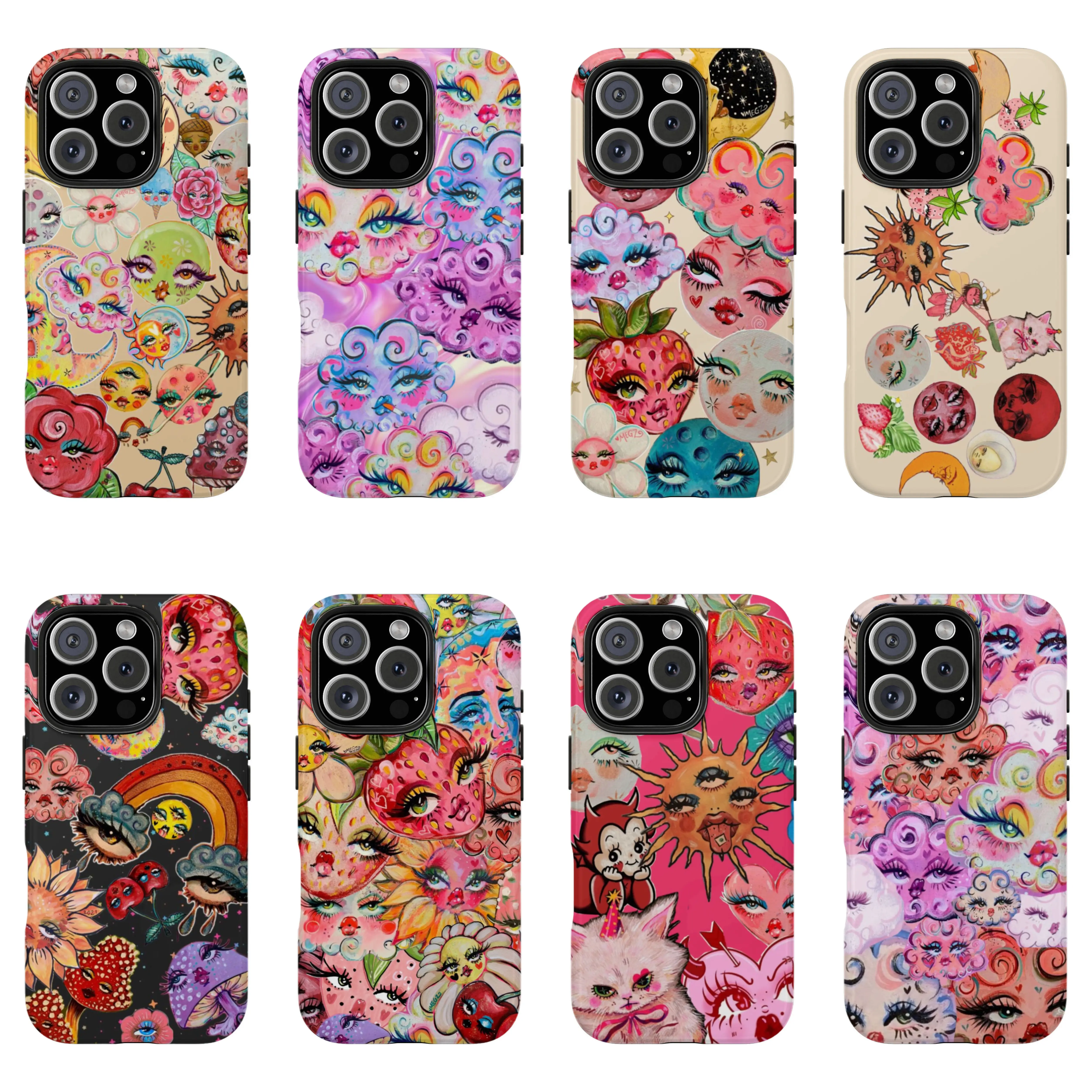 Whimsical Celestial Phone Cases | Vibrant Moon & Floral Face Designs for Ultimate Style | Compatible with iPhone 16, 15, 14, 13, 12, 11, X, SE & Samsung Galaxy S21 to S24 | Trendy Protective Covers for Cosmic Art Lovers