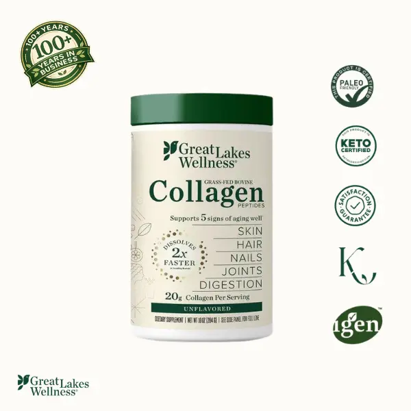 10oz Collagen Peptides Powder - Unflavored, 20g Grass-Fed Per Serving, Supports Skin Hair Nails Joints & Digestion, US Healthcare Supplement