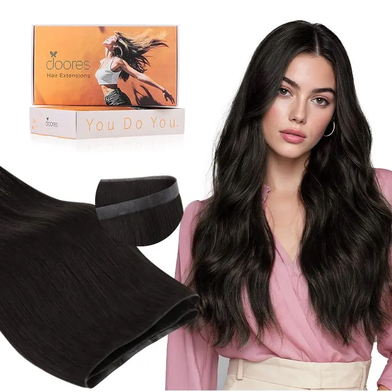 【#2 18inch only 54.39】Doores Genius Seamless Tape-In Weft Hair Extensions 16–24" Straight 100% Human Hair For Daily Use#TikTokShopSummerSale