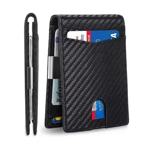 Men’s Slim Carbon Fiber Pattern Bifold Wallet with Money Clip – RFID Blocking Credit Card Holder, Minimalist Thin Pocket Wallet with Multiple Card Slots for Daily Use and Travel Blocking Wallet with Clip