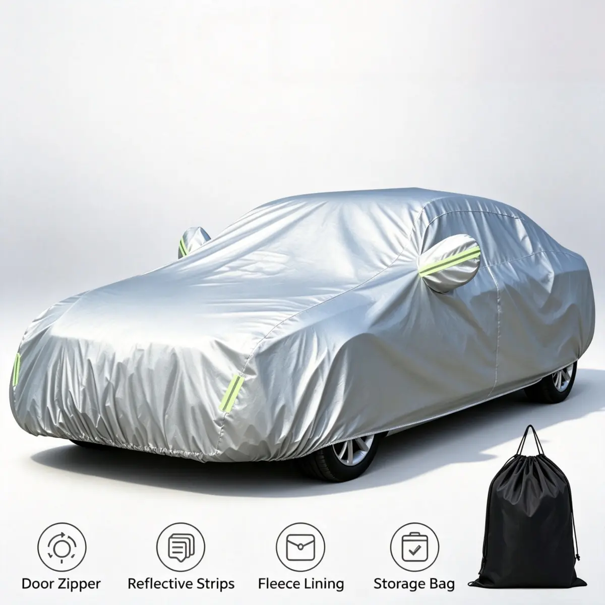 Large Size 6‑Layer Heavy‑Duty Car Cover, 15.6 x 6 x 5 FT / 4.75×1.8×1.5M Waterproof UV‑Blocking 4‑Season Breathable Car Shelter, Universal for Sedans 177"‑187" Length, Indoor Outdoor Protection Against Rain Dust Snow Scratches