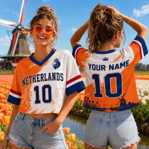 Custom Netherlands Soccer Crop Top Jersey, Personalized Netherlands Soccer Jersey Crop Tee, Football Fan, Custom Netherlands Jersey Shirt