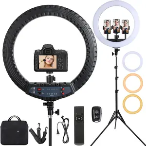 21 inch LED Ring  with Tripod Stand, Video Ring  for Selfie Photography Vlog Recording Conference Meeting Studio Portrait YouTube  Makeup with Carrying Bag and Remote Control, CRI>97