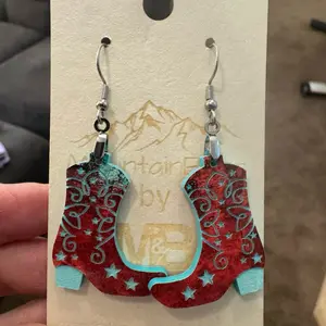 Cowboy boot acrylic earrings - lightweight