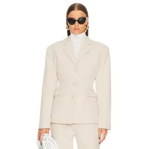 Helsa Recycled Twill S Curve Jacket in Light Khaki