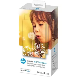 HP Sprocket Studio 4x6" Photo Paper & Cartridges (80 Sheets - 2 Cartridges) Compatible with HP Sprocket Studio