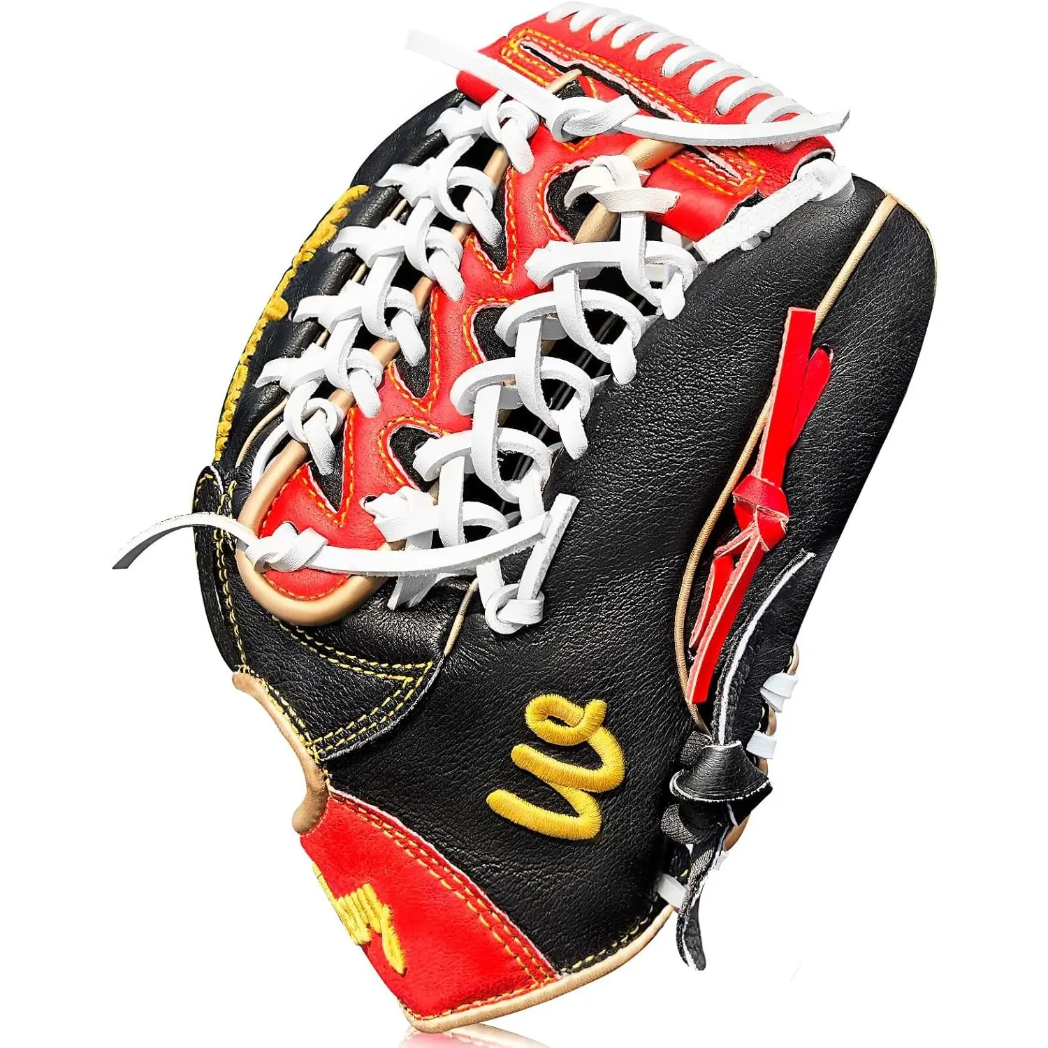 Full Grain Leather Baseball Mitt - Adult & Youth Infield, Outfield Baseball, Softball Glove, Game, Boys, Vibrant, Single Welting, Shock Pads, Right Hand Throw