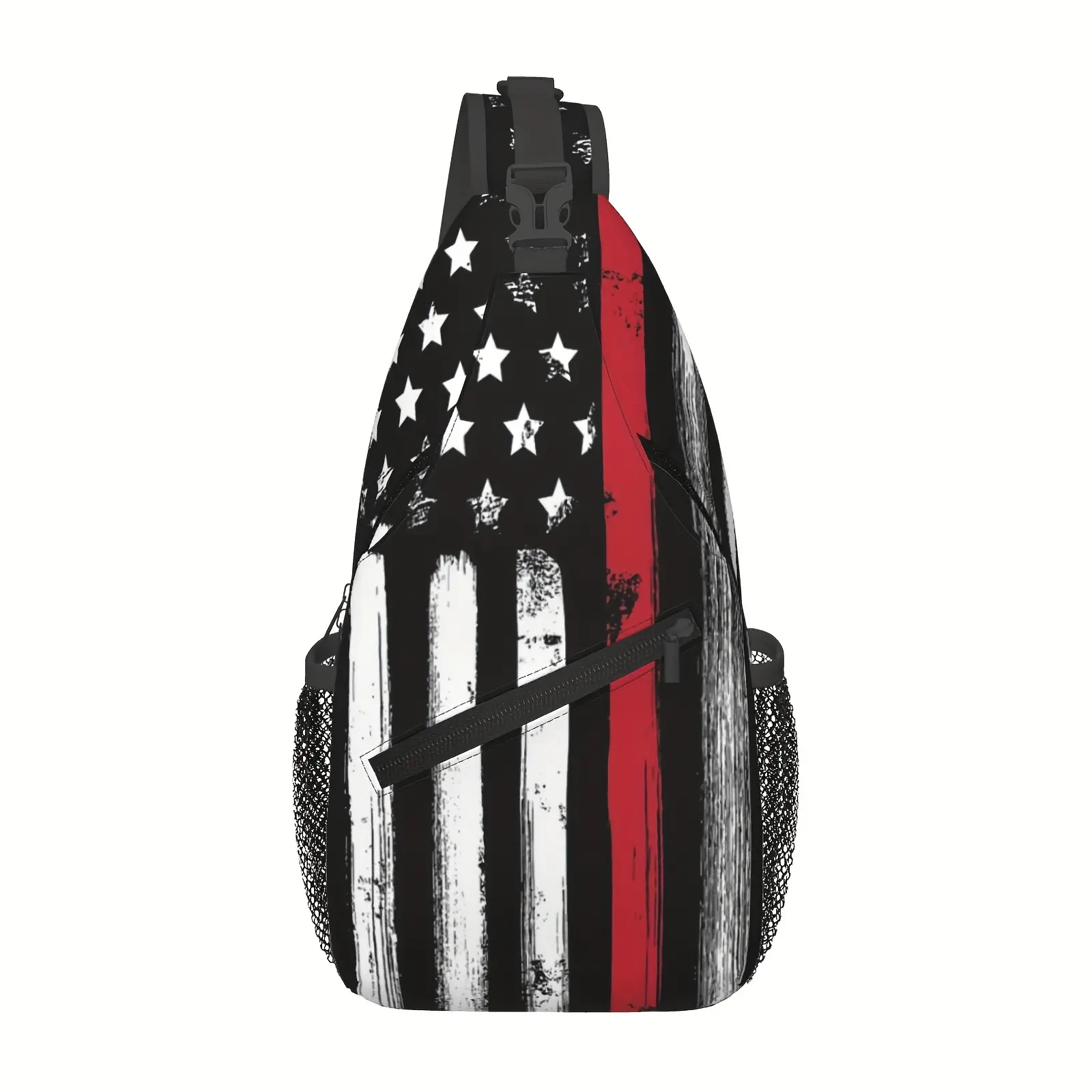 [Made in US] Crossbody Chest Bag Hiking Backpack American Flag Thin Red Line Firefighter Shoulder Bag Folding Large Capacity Fashion Durable Can Be Used For Shopping, Work, Leisure Travel Beach Bag Fishing Backpack 250th anniversary united states