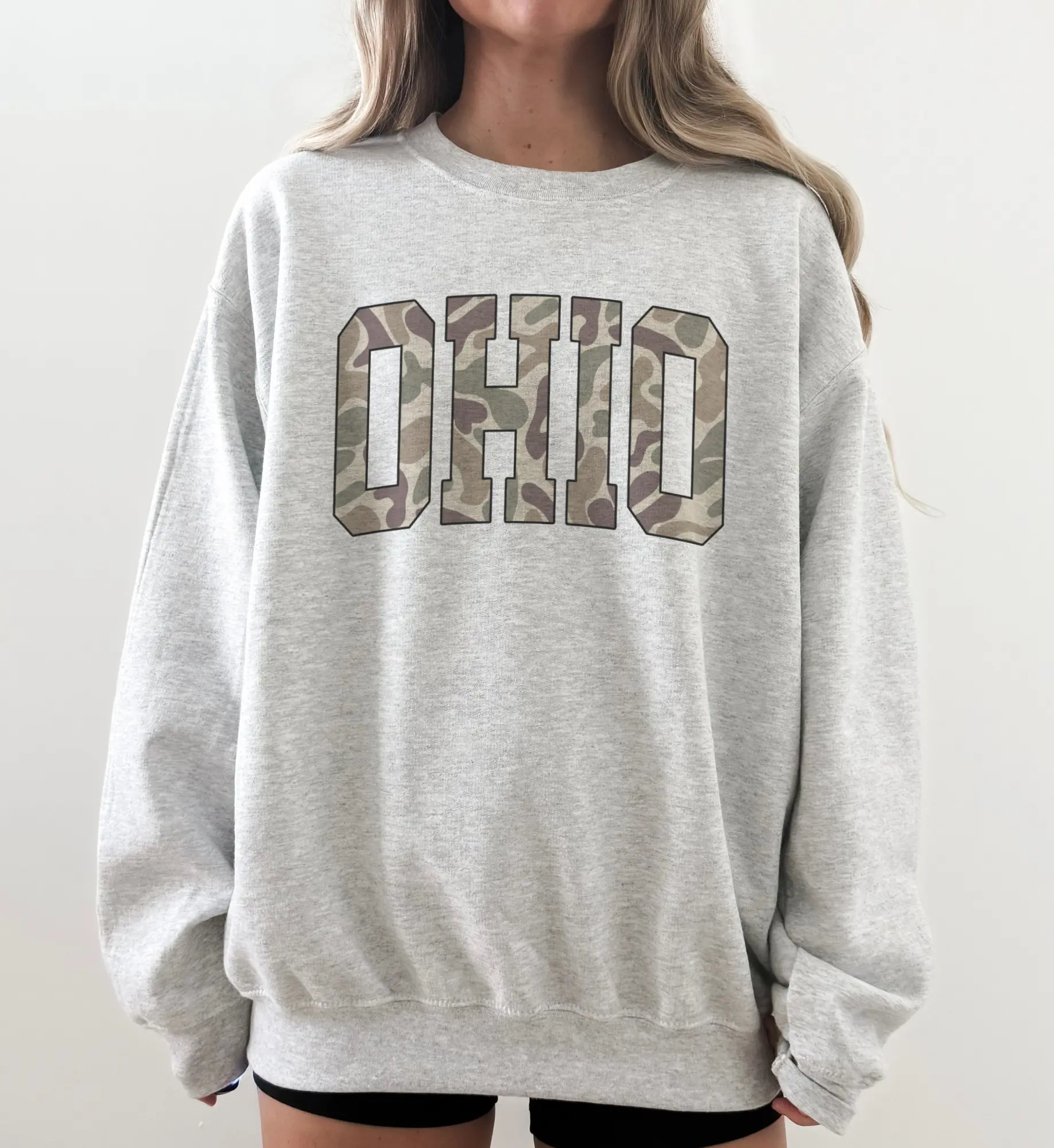 Camo State Sweatshirt Duck Camo State College Varsity Name Pullover Camouflage Sweatshirts Collage TExas Georgia Ohio Florida Alabama Arkansas North Carolina South r