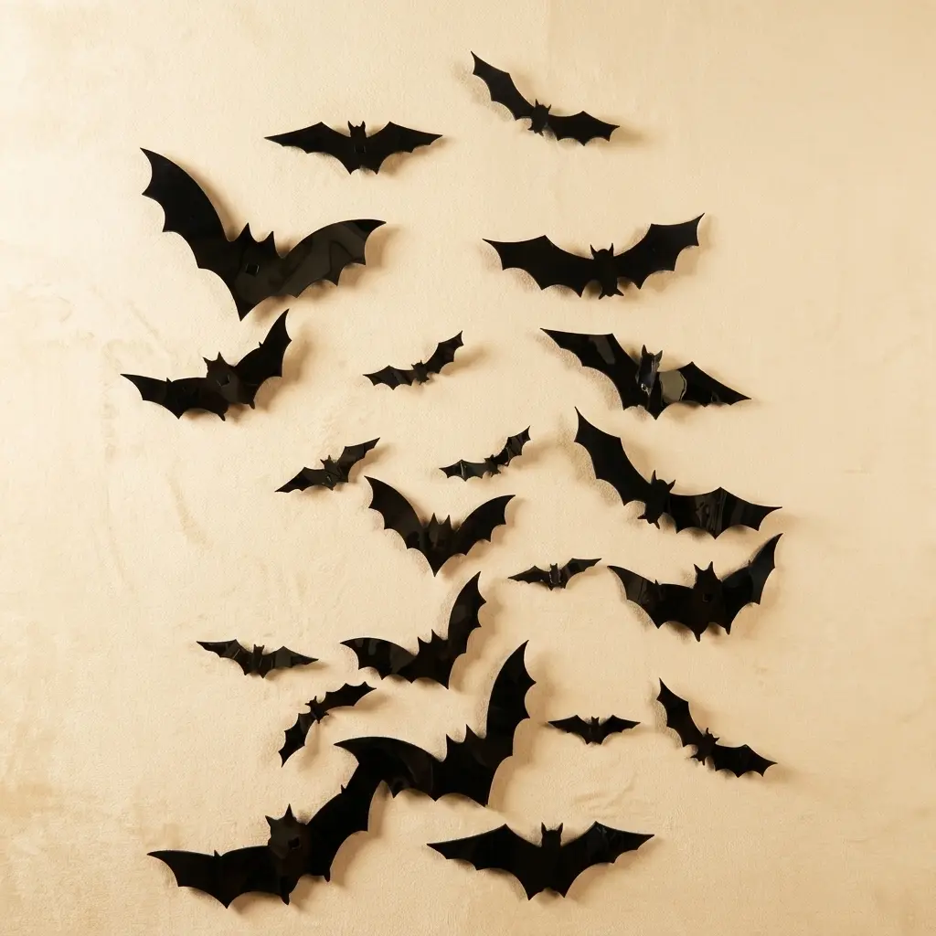 24-Piece Plastic LED Bat Wall Decoration Set, Glow Shadow Light with Switch, Gothic Home Accent for Halloween Aesthetic Festive Decorations