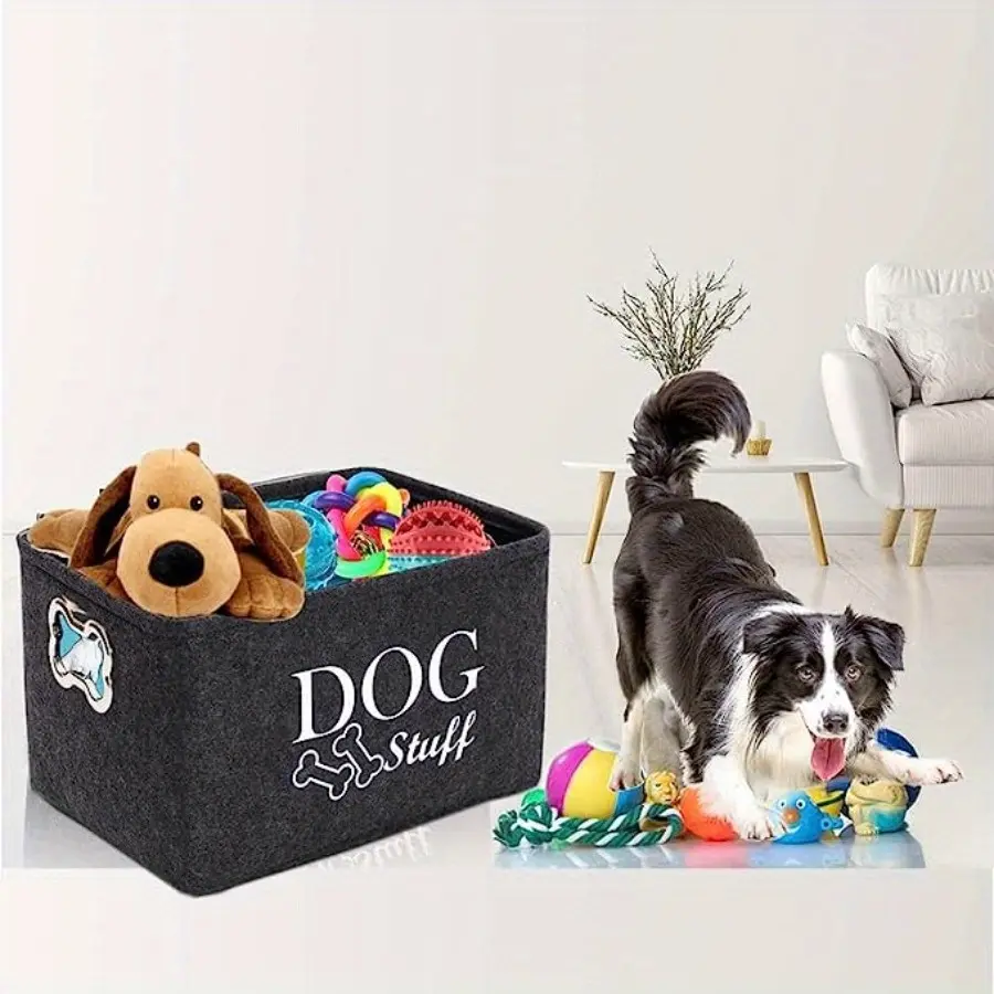 Felt Pet Toy Storage Box, Dog Toys, Blanket, Leash, Food Basket, Organize Pets Essentials, Durable & Spacious Design, High Capacity Organizer, Multifunctional Storage Bin, Collapsible Storage, Collapsible Design Boxes