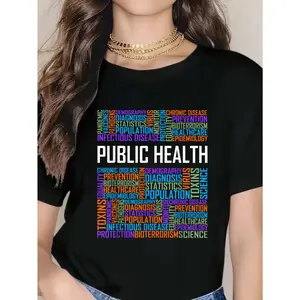 100% Cotton Unisex Public Health Words & Healthcare Worker Epidemiologist T-Shirt – Printed short-sleeve crew-neck T-shirt top
