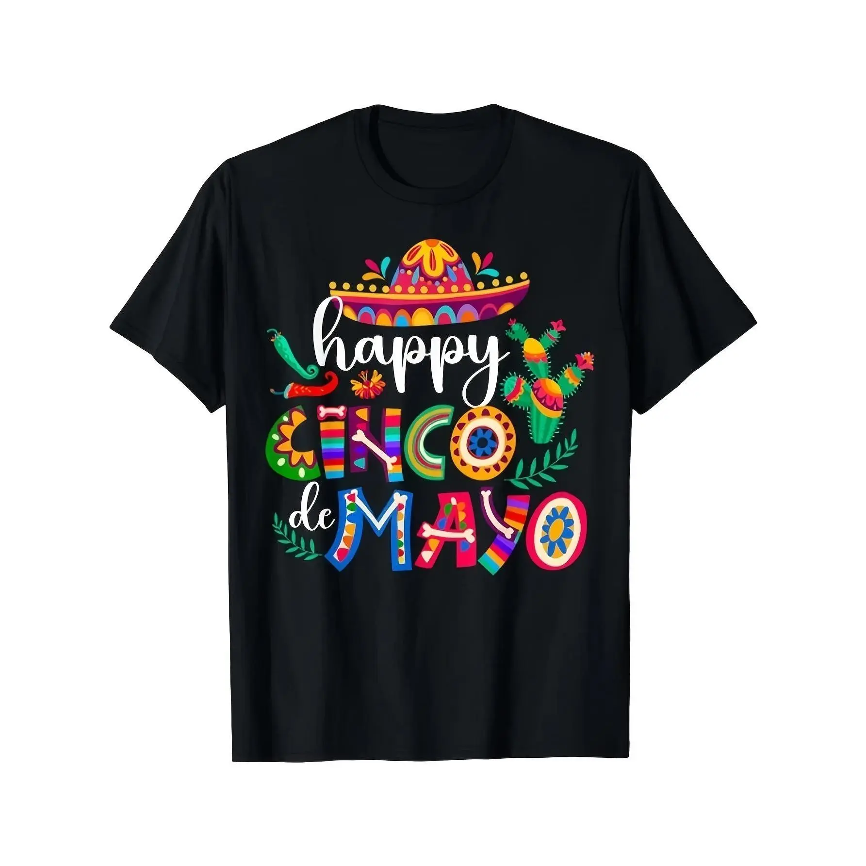 Men's Casual Fit Round Neck Short-Sleeve Graphic Print T-Shirt - Soft Cotton Menswear Cinco de Mayo Top, Simple Streetwear for Daily Wear & Fitness Exercise