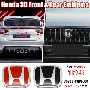 Honda Exclusively 3D Stereo Front & Rear Emblem Replacement 75700-SNW-J01, Steering Wheel & Central Control Badge, Key Sticker, Metal Steering Wheel Badge, Exterior Modification Parts, Fit for Civic 10th/11th/CR-V/XR-V/UR-V/Accord