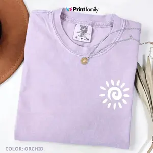 Comfort Colors Cute Sun T-shirt, Summer Tee, Beach shirt, Girl Gift Full Colors, Vacation Fabric Top Womenswear - Printfamily