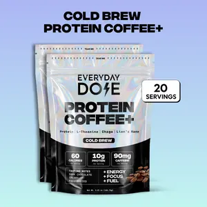 Everyday Dose Cold Brew Protein Coffee+ | 10g Protein Per Serving | Lion's Mane, Chaga & L-Theanine | 20 Servings | No Jitters No Crash