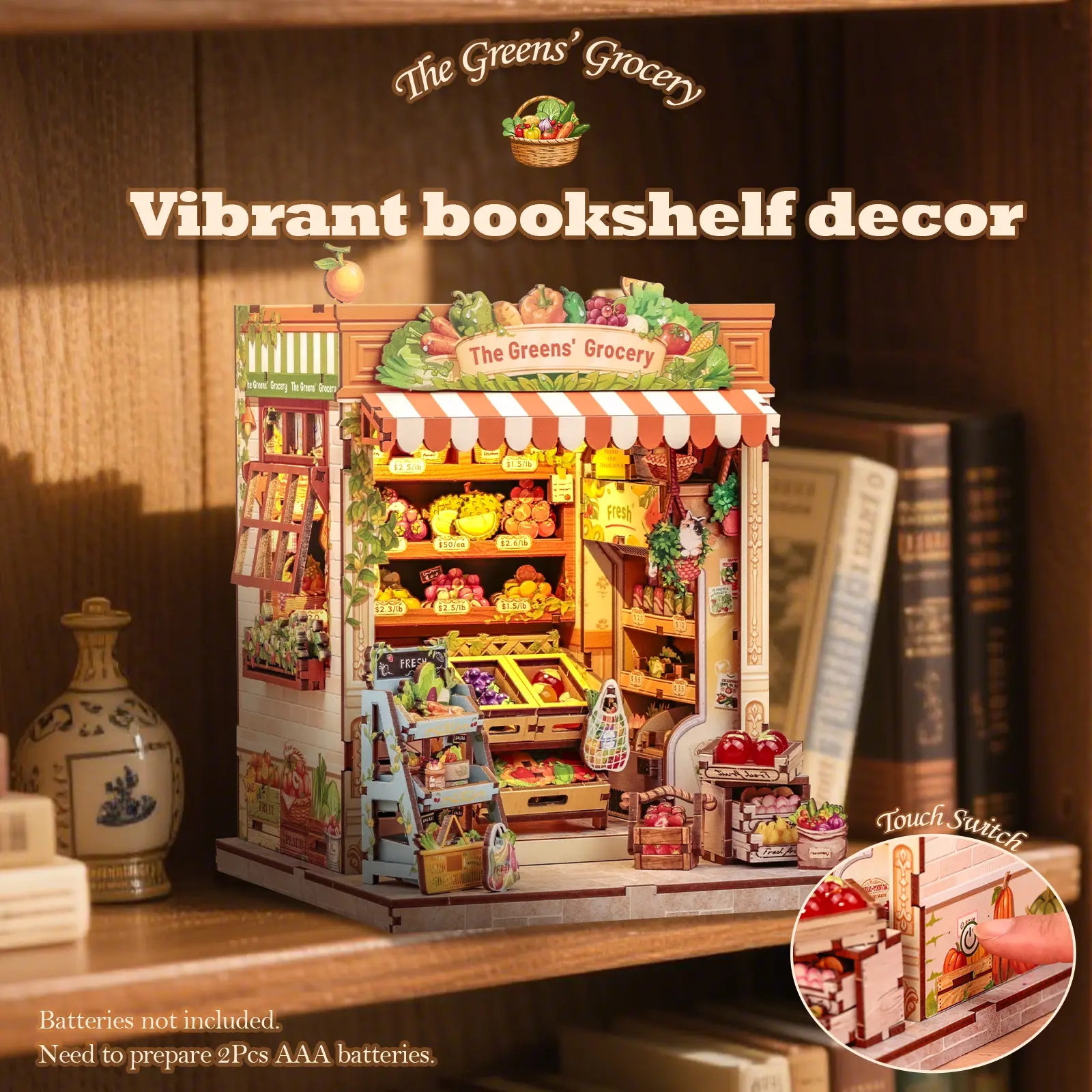 CUTEBEE The Greens’ Grocery DIY 3D Miniature Wooden Dollhouse Kit with Miniature Furniture, Doll Playsets, Play House Set, Handmade Book Nook Room Decor for Teens - Black Friday Gift