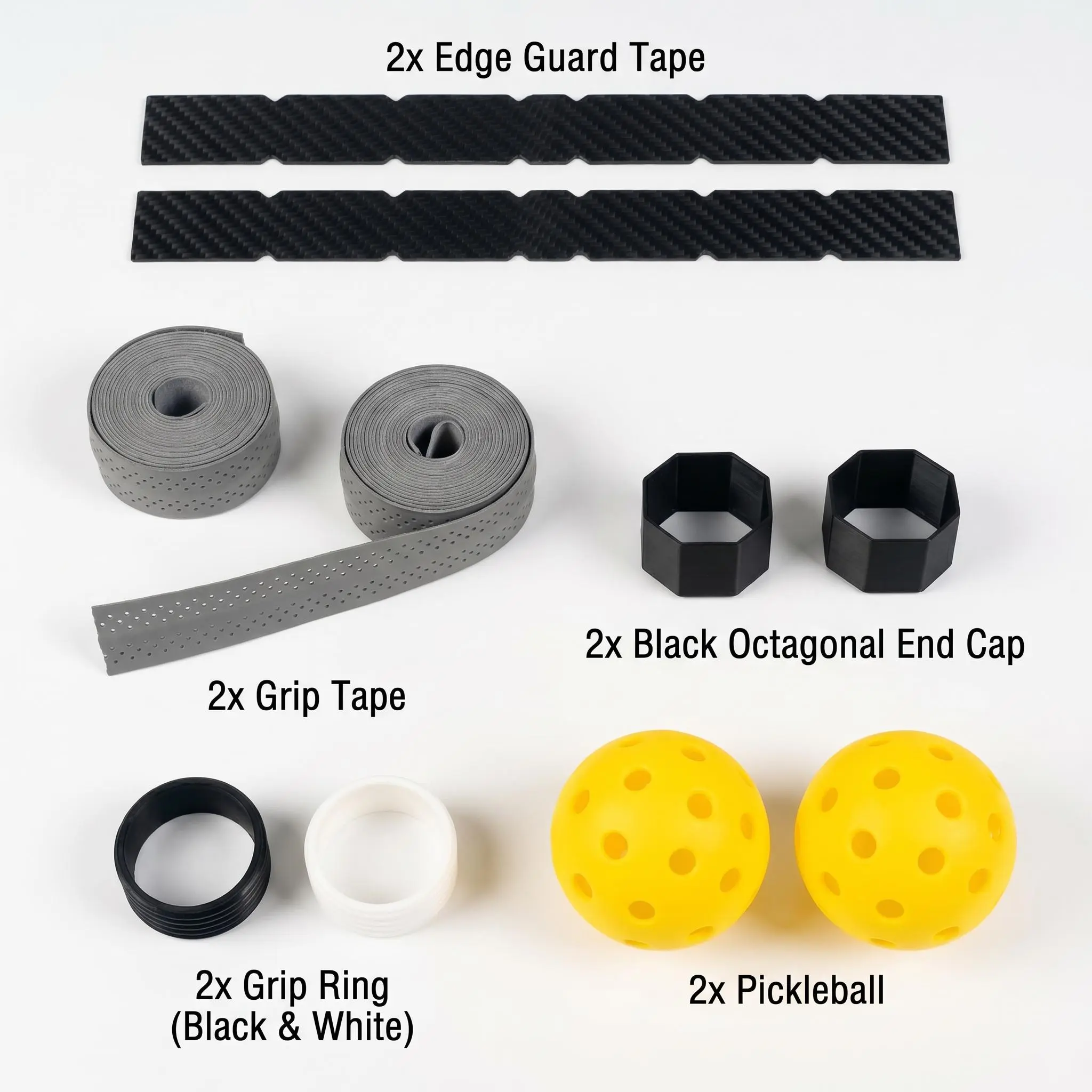Pickleball Accessory Kit with Grip Tape, Edge Protection, Paddle Parts paddle accessory backup。 Pickleball Paddle Overgrip Tape Moisture Absorbent Pro Soft Feel Precision Accuracy Ultra Comfortable Sports Rackets