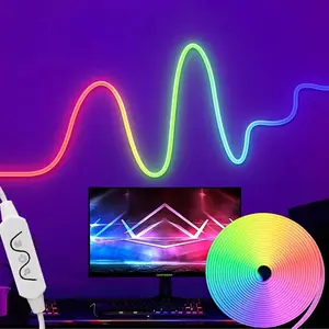 RGB Neon Light USB Powered, 3 Button Control RGB LED String Lights, Music Mode, Indoor Room Wall Holiday Party Decoration, Led Light Strip