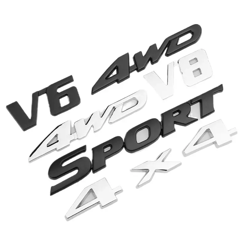 3D Chrome Alloy V8 4x4 4WD Universal Car Badge - Auto Emblem Decal for Truck/SUV Tailgate/Fender, Decal For Cars, Car Sticker