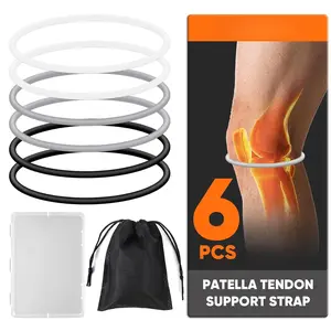 6 count Patellar Tendon Support Strap (Black/White/Gray, 2 Each),   Patella Bands for , Elastic   Brace for Men & Women, Portable for Gym, Running, Basketball