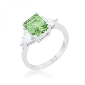 Classic Peridot Rhodium Engagement Ring (size: 05) R08451r-c41-05