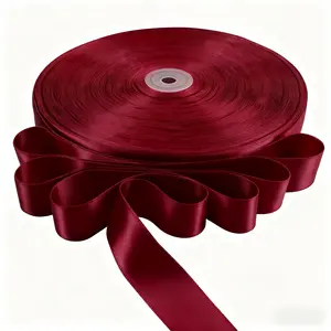 Wine Velvet Ribbon 2.54 Cm X 22.86 M, Vintage Nylon Velvet Ribbon with Spool, Ideal for Gift Wrapping Supplies, Gift Box Packaging, Bouquets, Wedding Decorations