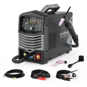 Sunstac TIG-250-ACDC 250A AC/DC Aluminum TIG Welder, 5-In-1 AC TIG/DC TIG/Pulse TIG/Spot TIG/Stick with Large Digital Display, 110V/220V Dual Voltages IGBT Inverter Welding Machine