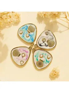 5 pieces of stainless steel oil-dripping enamel marine life shell pendants - DIY bracelet and necklace accessories Beads Charms Accessories