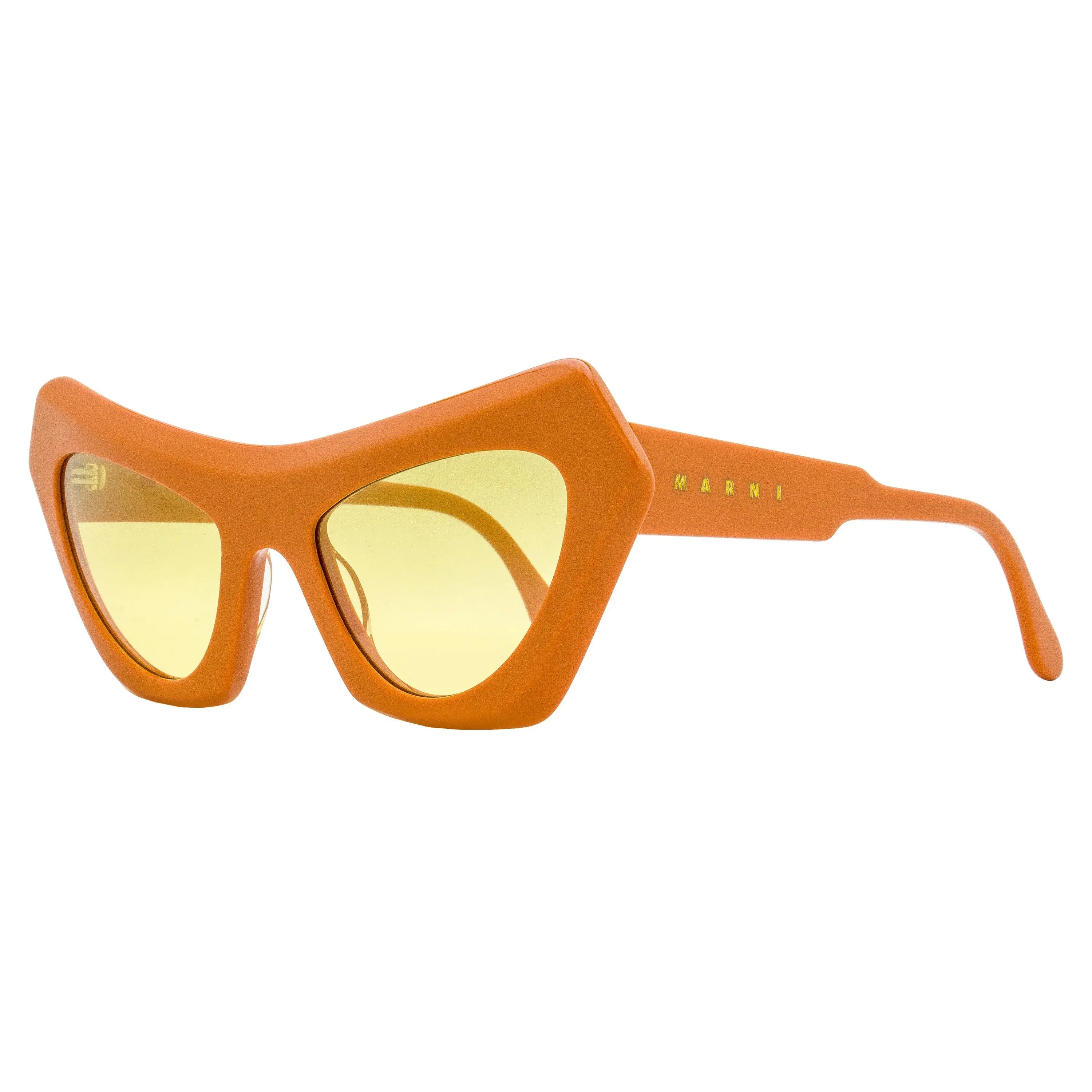 MARNI Female Devil Eye Cat-Eye Sunglasses - Thick Rim, Full Rim Orange Acetate Statement Frame, UV Protection Lenses, 56mm, Stylish Accessories, Devil's Pool, Rich Branding