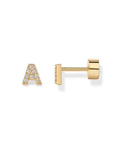 PAVOI 14K Gold Plated Initial Flatback Stud Earrings Friendly Letter Design for Women