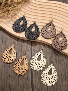 Boho Style Wooden Earrings, Vintage Jewelry for Party, Daily Clothing Decor, Trendy All-match & Exquisite Jewelry for Birthday Gift, Fashionable Hoop Earrings