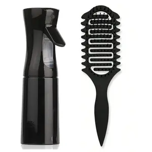 Vent Curl Defining Brush + Empty Hair Spray Bottle for Salon-Quality Waves, Vented Wavy & Coily Hair Curling Brush, Hair Styling Brush