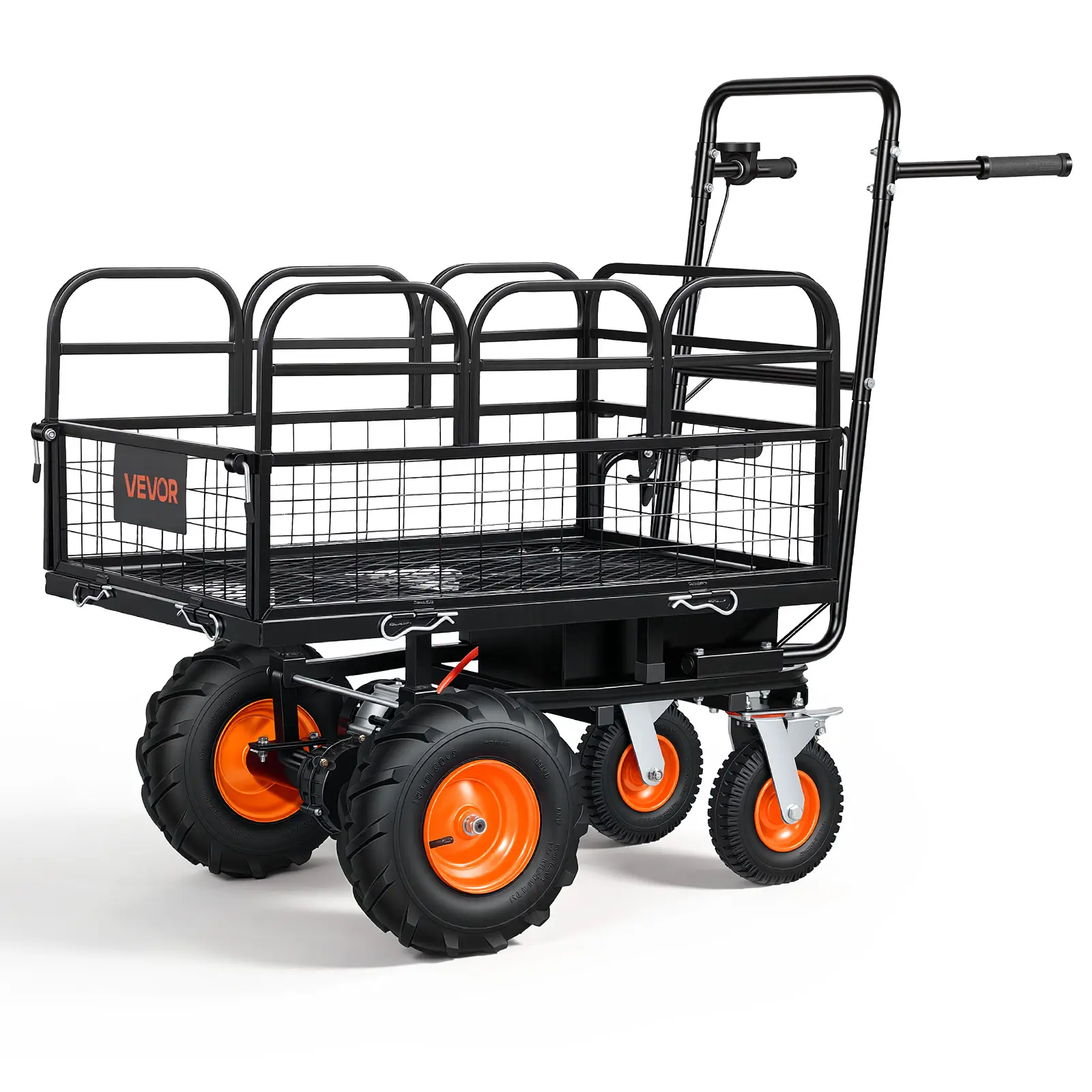 VEVOR 36V 432Wh Batteries-Powered Electric Work Cart for Adults, 500W Heavy-Duty Steel Wheelbarrow with Brake, 660 lbs Load Modular Cargo Bed for Farms, Gardens#BacktoSchool