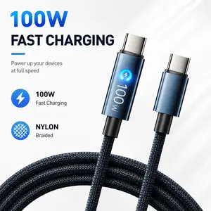 Fast Charging Braided Data Cable, Type-C Compatible, Universal for Apple/android/samsung, 1m Durable, with LED Indicator Light