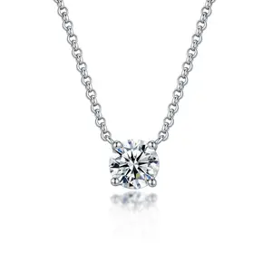 Unimoiss 1-Carat Large Lab-Created Moissanite Necklace with S925 Sterling Silver Solitaire Pendant — Understated Luxury, Perfect for Any Occasion and Daily Wear, Ideal for Thoughtful Birthday and Anniversary Gifts