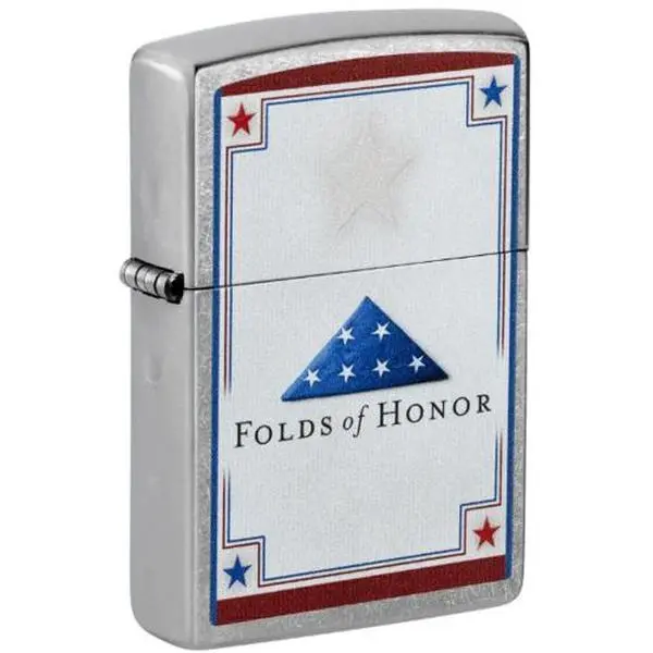 Zippo Lighter Folds of Honor Design Street Chrome ZP46768 (NO FUEL INCLUDED)