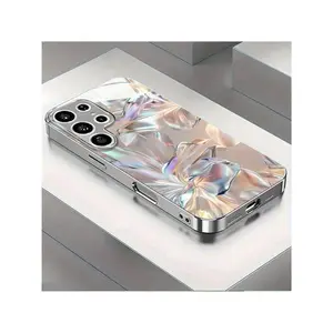 Simple Silk Flower Pattern Electroplated Silver 25/S24/S23/S22/S21/S20/Note 20/A11/A12/A13/A14/A15/A20/A21s/A22/A23/A24/A25/A31/A32/A33/A42/A34/A50/A51/A52/A53/A54/A55/A70/A71/A72/A73 Tempered Glass Phone Case