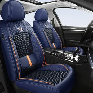 5-Seate Set Breathable Faux Leather Car Seat Covers - Stretchable Fit For SUVs, Sedans & Pickups, Easy Care With Sponge Fill Halloween Gifts