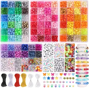 QUEFE 4900pcs Pony Beads Kandi Bracelet Kit, Friendship Bracelet Making Kit with 84 Colors Kandi Beads, Hair Beads and Letter Heart for Craft Gifts Bracelets Jewelry Making with Elastic Strings