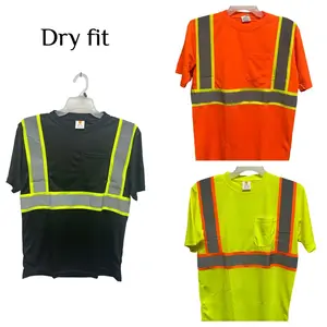 High-Visibility Short-Sleeve Work Safety T-Shirt (2 or 4 Pack) - Multi-Size, Lime/Orange/Black, Double Reflective Tape, Dry Fit, Breathable Summer Work Safety Apparel for Home Improvement & Security Use