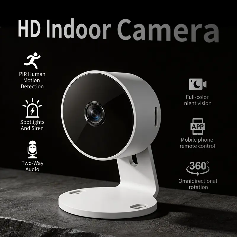 Home Security Surveillance Camera (1pc), Wi-Fi Smart Camera with 1-Touch 911 Alert System, 2-Way Audio, Voice Intercom, Human/Animal Intelligent Detection, Motion Alert, High-Definition Display, Father's Day Gift Idea