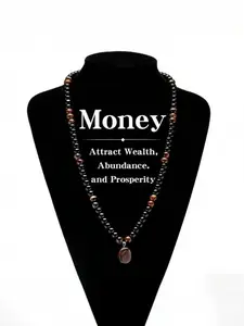 Brown & Black Beaded Pendant Necklace, Spiritual Minimalist Style Jewelry with Tiger's Eye-like Pendant, Wealth-Attraction Intention & Distinctive Touch Detail, for Men & Women, Daily, Spiritual & Manifestation Occasions