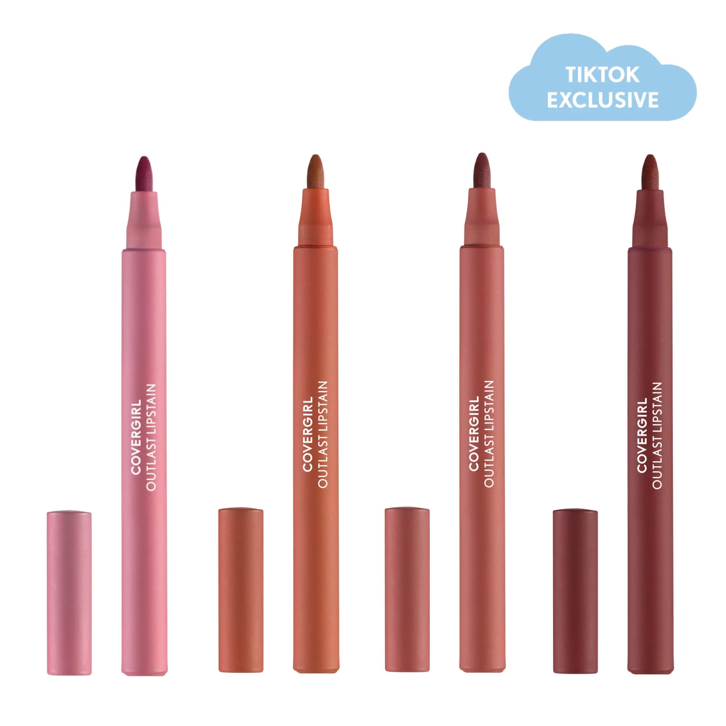 COVERGIRL Outlast Lip Stain Makeup Bundle, 4-Piece Cosmetic Set with Lightweight, Smooth Lip Liner