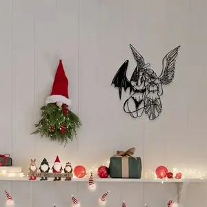 1pc Whispering Angel & Demon Metal Wall Art, Mystical Gothic Statue Mural, Perfect for Bedroom & Altar, Halloween Decor, Ideal Gift for Gothic Style Lovers, Rust-Resistant Metal