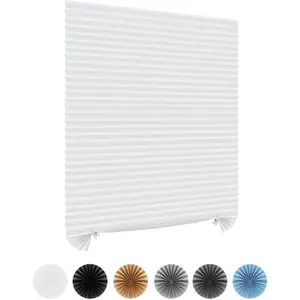 Window Blinds Cordless No Drill Cut to Size Clip On Stick On Self Adhesive Temporary Blinds Pleated Paper Blinds for Windows Doors Shades for   Bedroom Kitchen Bathroom