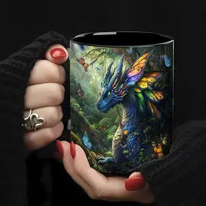 1pc Dragon Art Ceramic Coffee Mug, 11oz Porcelain Cup for Coffee, Tea, Milk, Water, Beer - Ideal for New Year, Christmas, Easter, Valentine'S Day, Birthday, Office Gifts