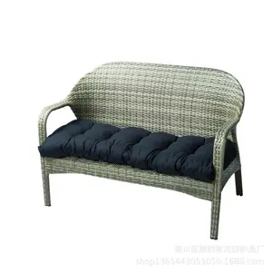 Indoor/Outdoor Bench Cushion 51.2"x19.7"x3.2" Waterproof Tufted Overstuffed Patio Cushion Thick Cotton Filler Comfortable Durable Swing Pad for Porch Hammock Egg Chair Garden Lounger Furniture Black/Grey Set of 1