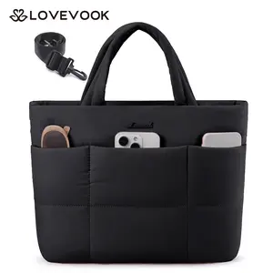 LOVEVOOK Small Tote Bags for Women, Puffer Purse and Handbags, Mini Crossbody Puffy Top Handle Shoulder Satchel Bag