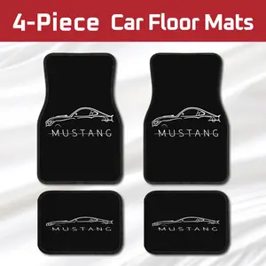 4Pcs Ford Mustang Silhouette Car Floor Mats, Muscle Car Automotive Interior Liners, Non-Slip & Durable, Fits Mustang Trucks, Sedans, SUVs, Sporty Car Decor for Enthusiasts, Ideal Gift for Mustang Fans & Christmas